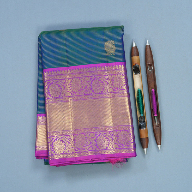 Hayagrivas Handloom Mayilkazhuthu Kanjiaram Silk Saree with Purple Border KBF515G7-1