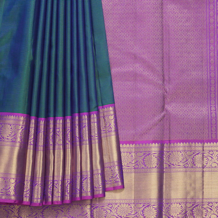 Hayagrivas Handloom Mayilkazhuthu Kanjiaram Silk Saree with Purple Border KBF515G7-1