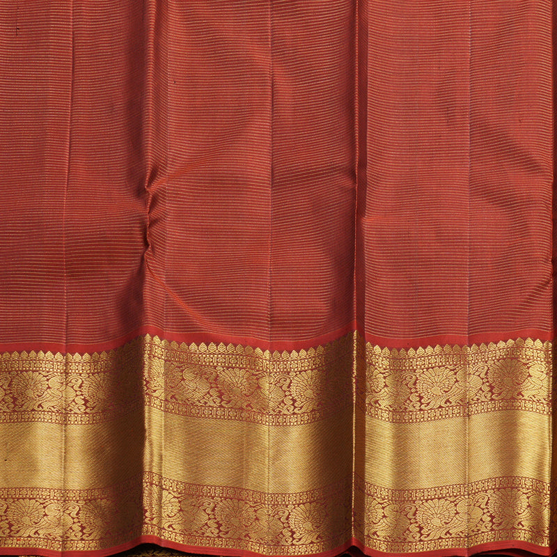 Hayagrivas Handloom Chocolate Brown Kanjivaram Silk Saree with Rust Orange Border KBF515G7-3