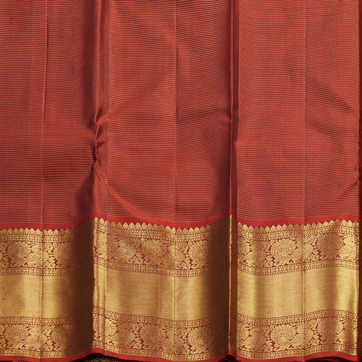 Hayagrivas Handloom Chocolate Brown Kanjivaram Silk Saree with Rust Orange Border KBF515G7-3