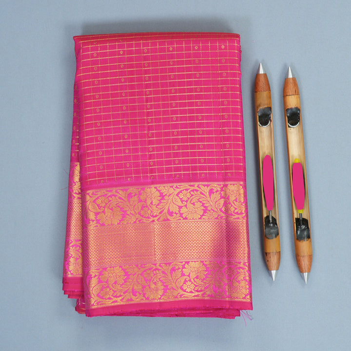 Hayagrivas Handloom Rani Pink Kanjivaram Silk Saree KBF515G7-5