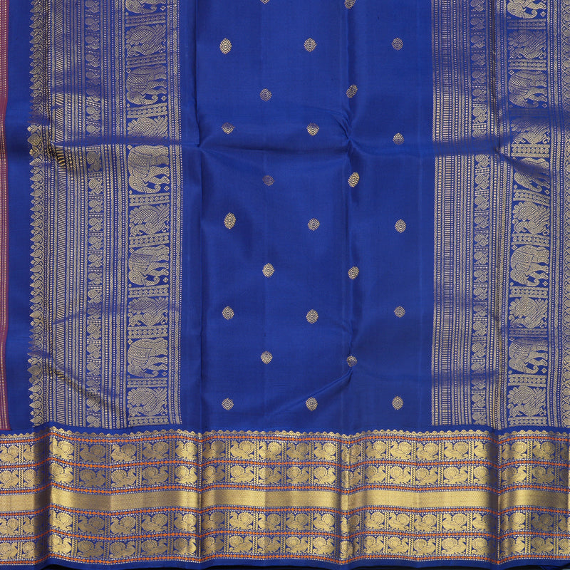 Hayagrivas Handloom Red Kanjivaram Silk Saree with Blue Border KBF515G9-1