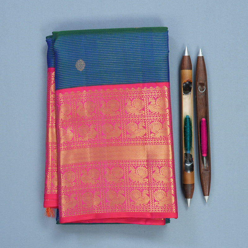 Hayagrivas Handloom Mayilkazhuthu Kanjivaram Silk Saree with Pink Border KBF515G9-2