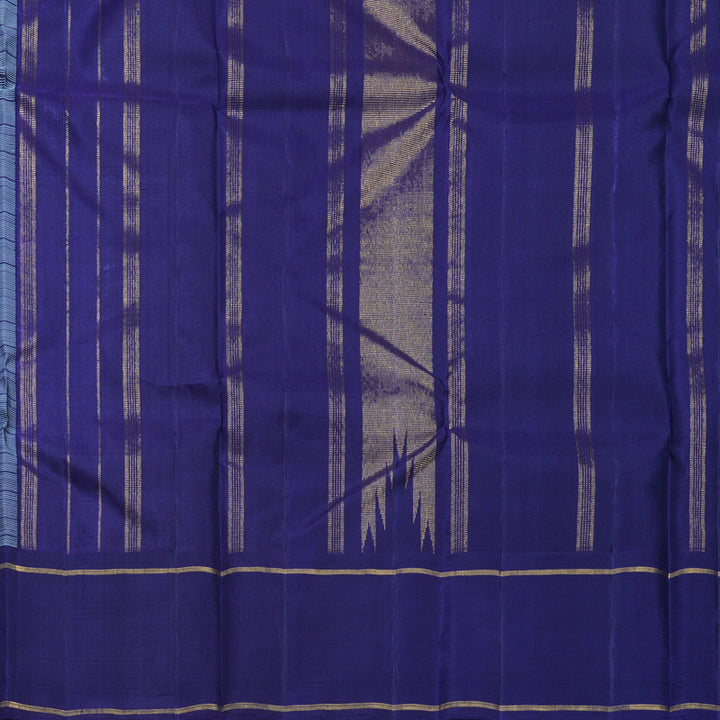 Hayagrivas Handloom Ice Blue Kanjivaram Silk Saree with Purplish-Blue Border KBF516G1-1