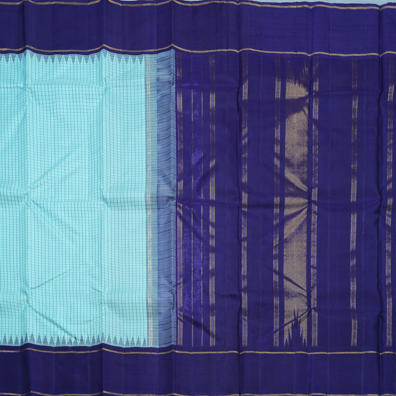 Hayagrivas Handloom Ice Blue Kanjivaram Silk Saree with Purplish-Blue Border KBF516G1-1