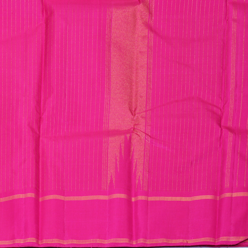 Hayagrivas Handloom Lime Green Kanjivaram Silk Saree with Rani Pink Border KBF516G1-3