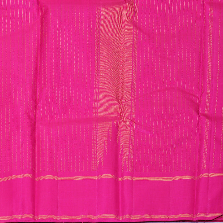 Hayagrivas Handloom Lime Green Kanjivaram Silk Saree with Rani Pink Border KBF516G1-3
