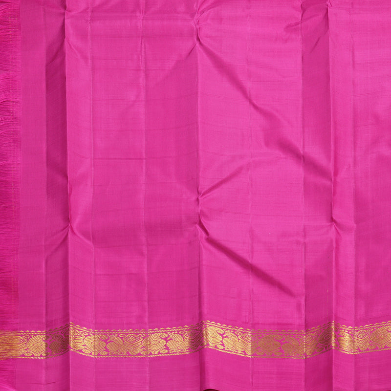 Hayagrivas Handloom Sea Blue Kanjivaram Silk Saree with Rani Pink Border KBF516G2-3