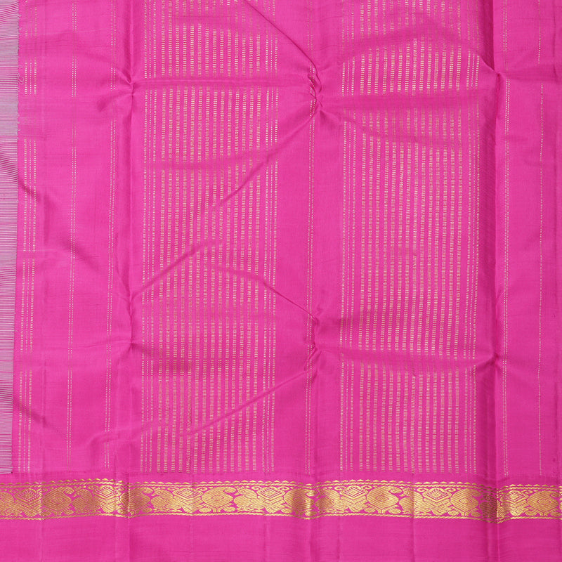 Hayagrivas Handloom Sea Blue Kanjivaram Silk Saree with Rani Pink Border KBF516G2-3