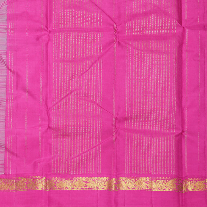 Hayagrivas Handloom Sea Blue Kanjivaram Silk Saree with Rani Pink Border KBF516G2-3