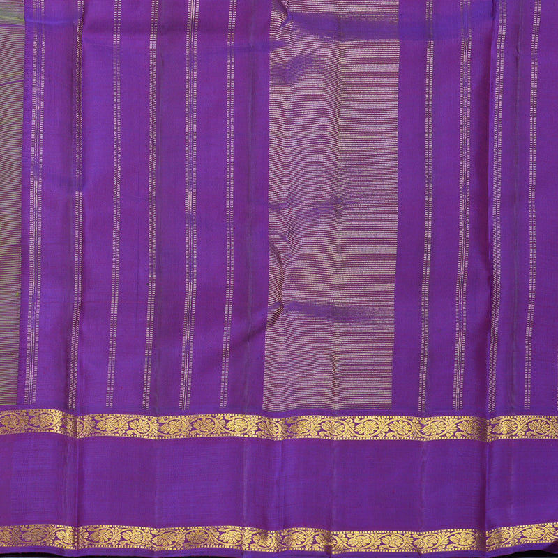 Hayagrivas Handloom Lime Green Kanjivaram Silk Saree with Purple Border KBF516G2-4