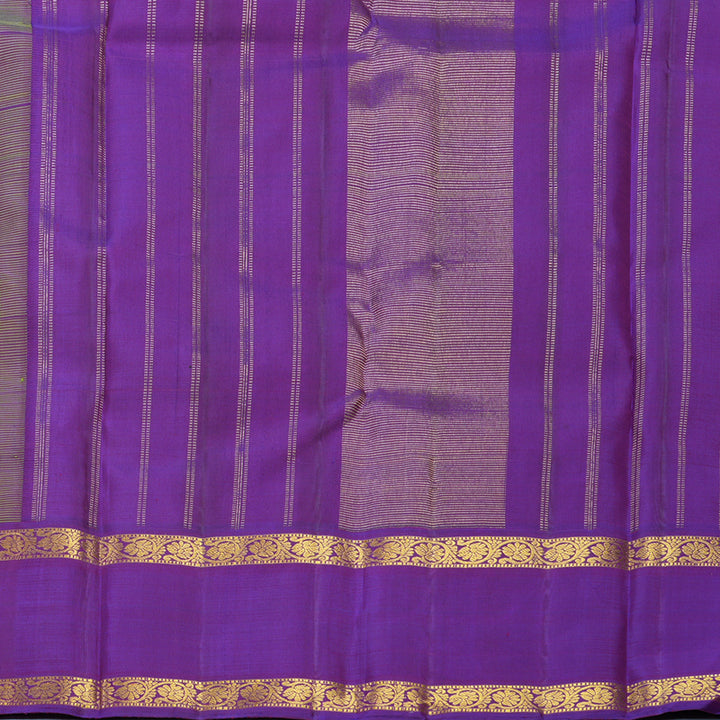 Hayagrivas Handloom Lime Green Kanjivaram Silk Saree with Purple Border KBF516G2-4