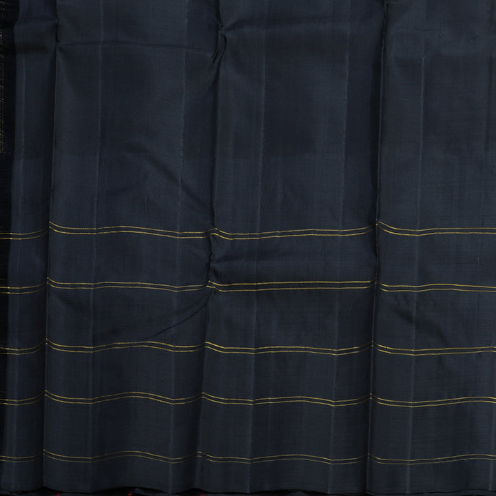 Hayagrivas Handloom Red Kanjivaram Silk Saree with Black Border KBF516G3-3