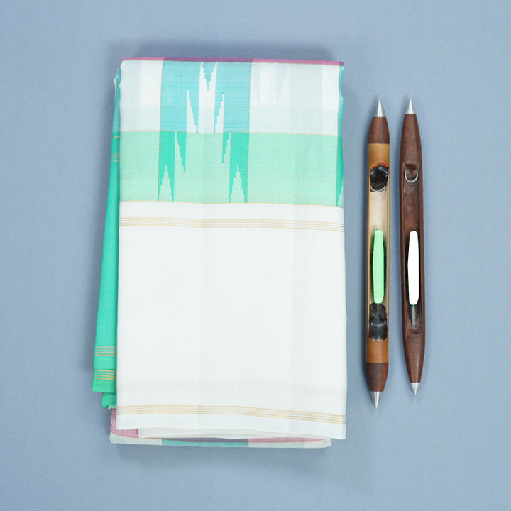 Hayagrivas Handloom Multicolour Checks Kanjivaram Silk Saree with Ganga Jamuna Border KBF516G4-2