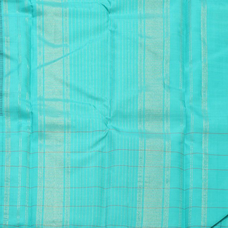 Hayagrivas Handloom Midnight Blue Kanjivaram Silk Saree with Sea Green Border KBF516G5-2