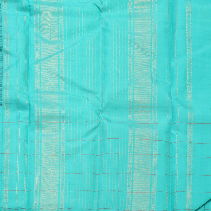 Hayagrivas Handloom Midnight Blue Kanjivaram Silk Saree with Sea Green Border KBF516G5-2