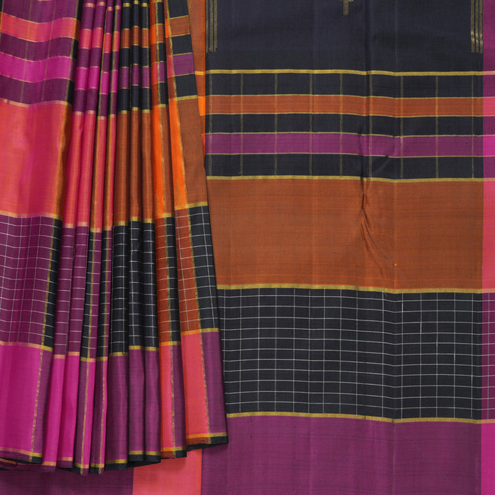 Hayagrivas Handloom Beige Kanjivaram Silk Saree with Multicolour Border KBF516G7-1