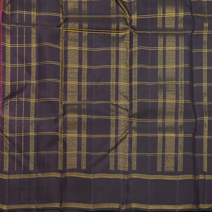 Hayagrivas Handloom Pink &amp; Orange Checks Kanjivaram Silk Saree KBF517G2-1