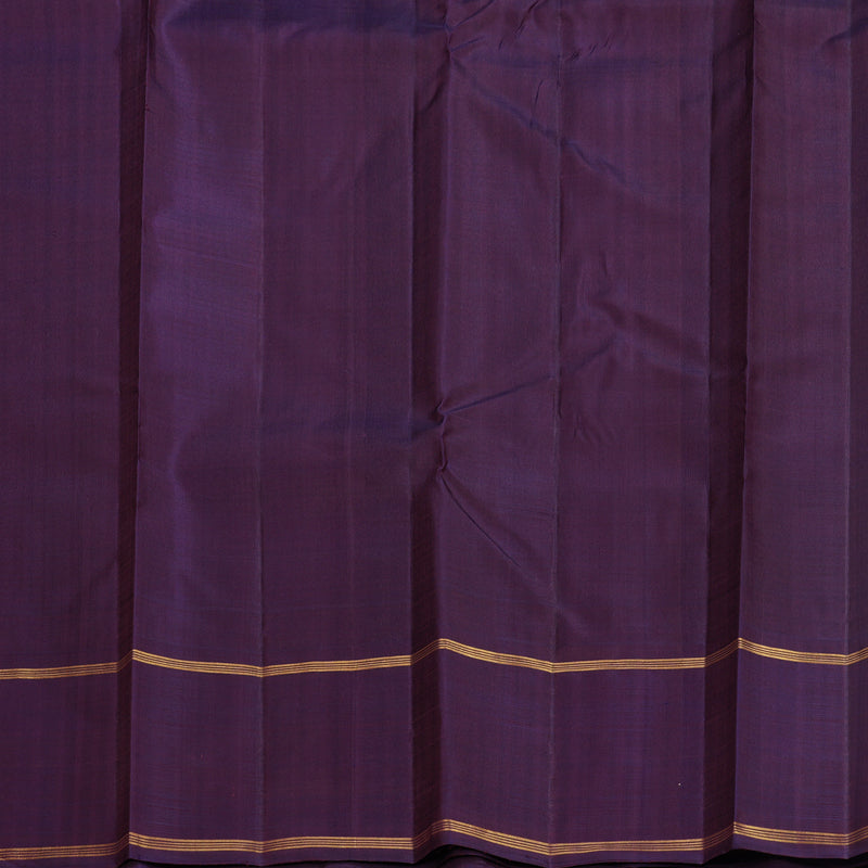 Hayagrivas Handloom Blue &amp; Green Checks Kanjivaram Silk Saree with Deep Plum Purple Border KBF517G3-2