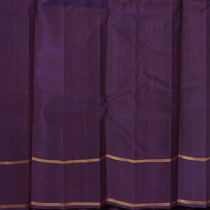 Hayagrivas Handloom Blue &amp; Green Checks Kanjivaram Silk Saree with Deep Plum Purple Border KBF517G3-2