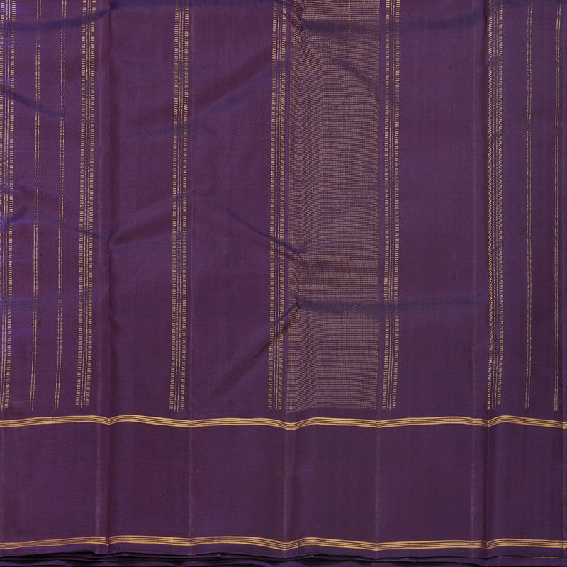 Hayagrivas Handloom Blue &amp; Green Checks Kanjivaram Silk Saree with Deep Plum Purple Border KBF517G3-2