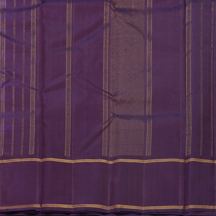 Hayagrivas Handloom Blue &amp; Green Checks Kanjivaram Silk Saree with Deep Plum Purple Border KBF517G3-2