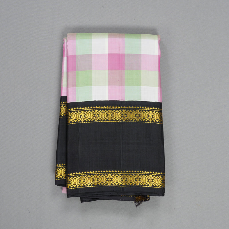 Hayagrivas Handloom Pastel Checks Kanjivaram Silk Saree with Kanchana Brown Border KBF517G5-1