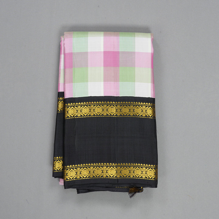 Hayagrivas Handloom Pastel Checks Kanjivaram Silk Saree with Kanchana Brown Border KBF517G5-1