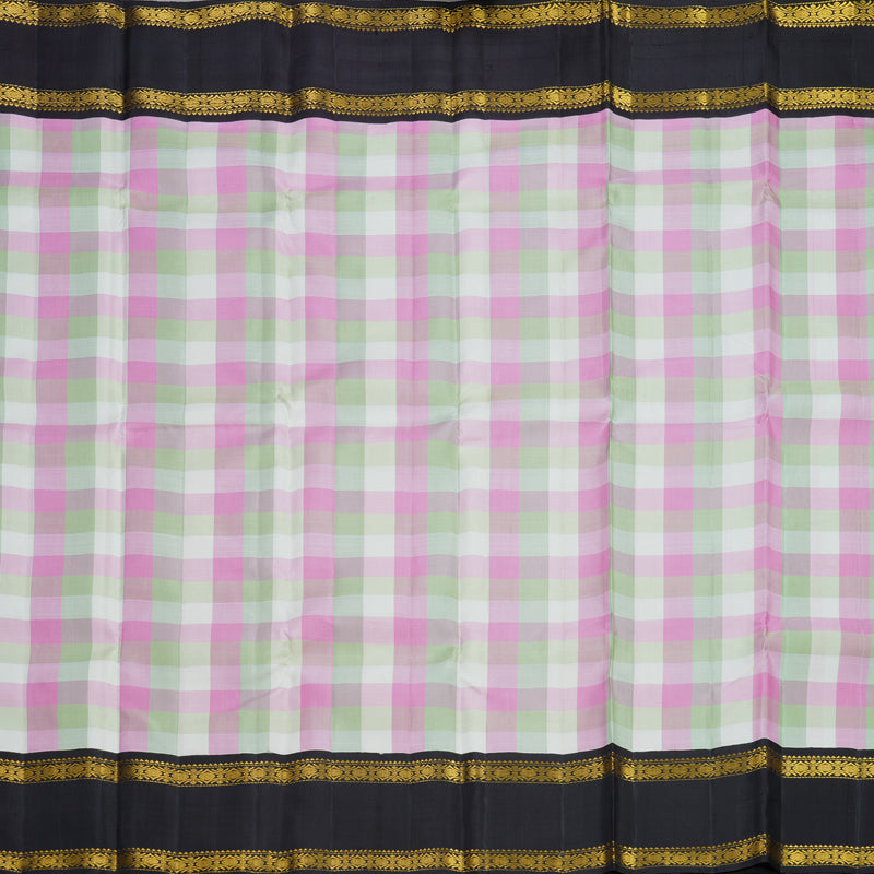 Hayagrivas Handloom Pastel Checks Kanjivaram Silk Saree with Kanchana Brown Border KBF517G5-1
