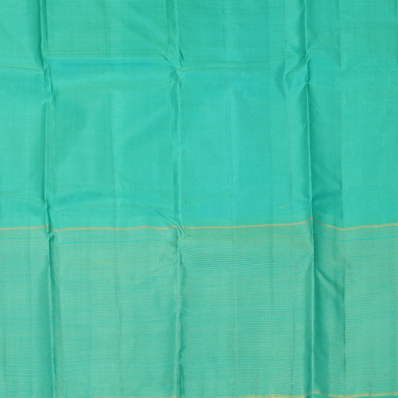 Hayagrivas Handloom Lemon Yellow Kanjivaram Silk Saree with Bright Teal Border KBF518G1-2