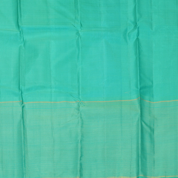 Hayagrivas Handloom Lemon Yellow Kanjivaram Silk Saree with Bright Teal Border KBF518G1-2