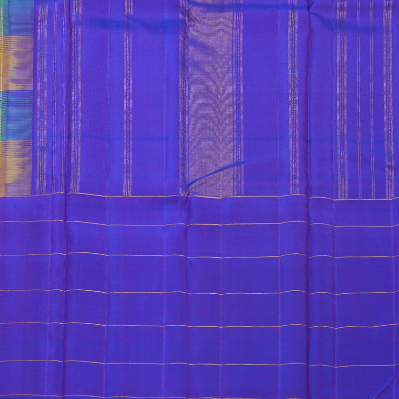 Hayagrivas Handloom Multicolour Checks Kanjivaram Silk Saree with Purplish-Blue Border KBF518G2-1