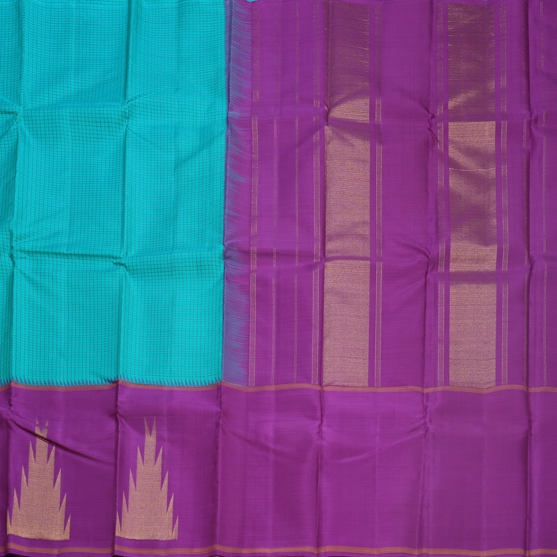 Hayagrivas Handloom Sea Green Kanjivaram Silk Saree with Vadamalli Purple Border KBF518G2-2