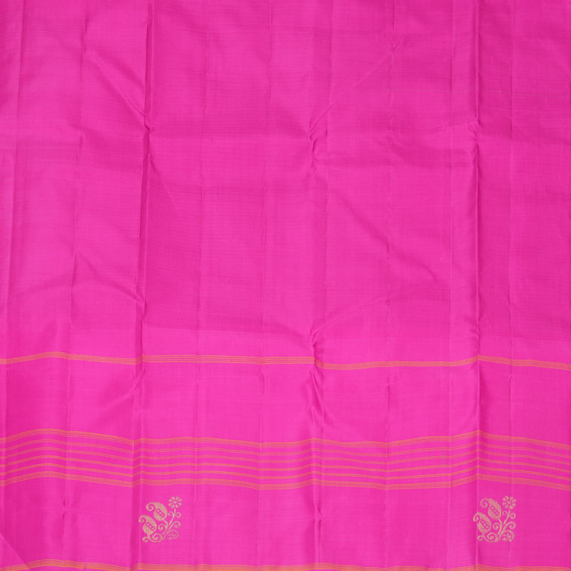 Hayagrivas Handloom Fluorescent Green Kanjivaram Silk Saree with Rani Pink Border KBF518G2-3