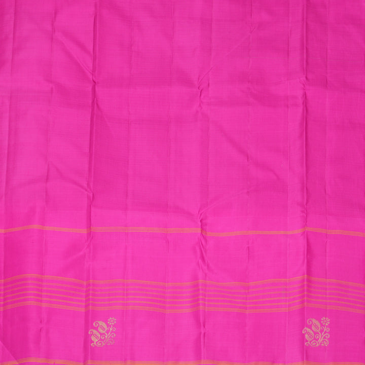 Hayagrivas Handloom Fluorescent Green Kanjivaram Silk Saree with Rani Pink Border KBF518G2-3