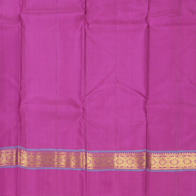 Hayagrivas Handloom Pastel Green Kanjivaram Silk Saree with Magenta Border KBF518G3-1