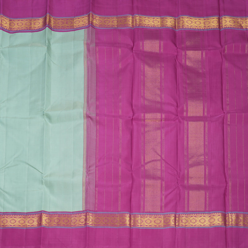 Hayagrivas Handloom Pastel Green Kanjivaram Silk Saree with Magenta Border KBF518G3-1