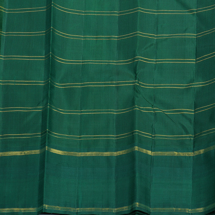 Hayagrivas Handloom Pink &amp; Orange Checks Kanjivaram Silk Saree with Bottle Green Border KBF518G5-1