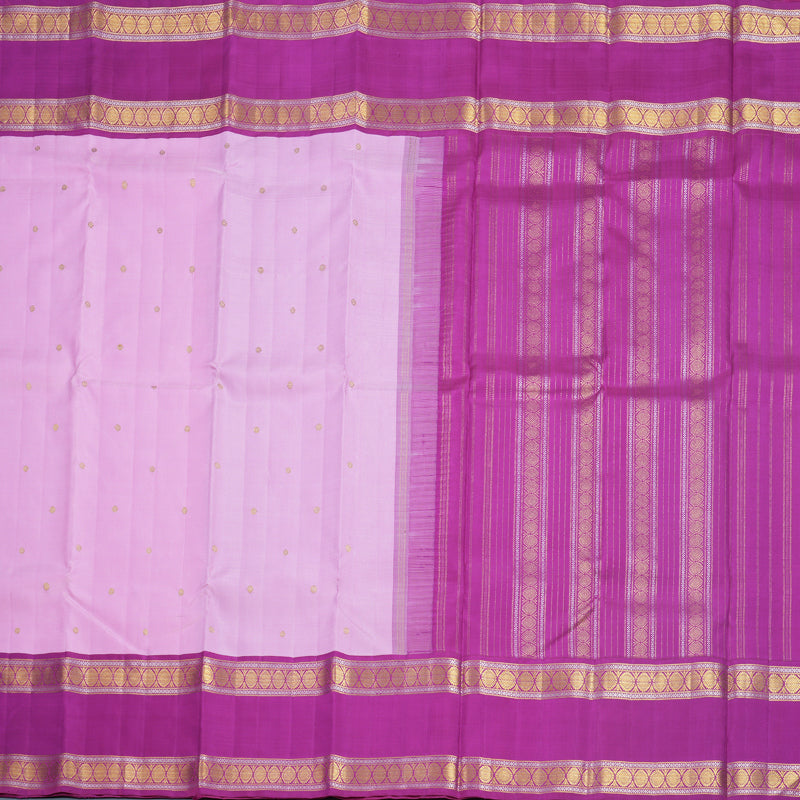 Hayagrivas Handloom Baby Pink Kanjivaram Silk Saree with Magenta-Pink Border KBF518G8-1