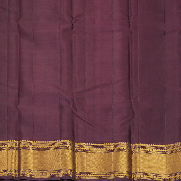 Hayagrivas Handloom Half-White Kanjivaram Silk Saree with Burgundy Border KBF519G9-1