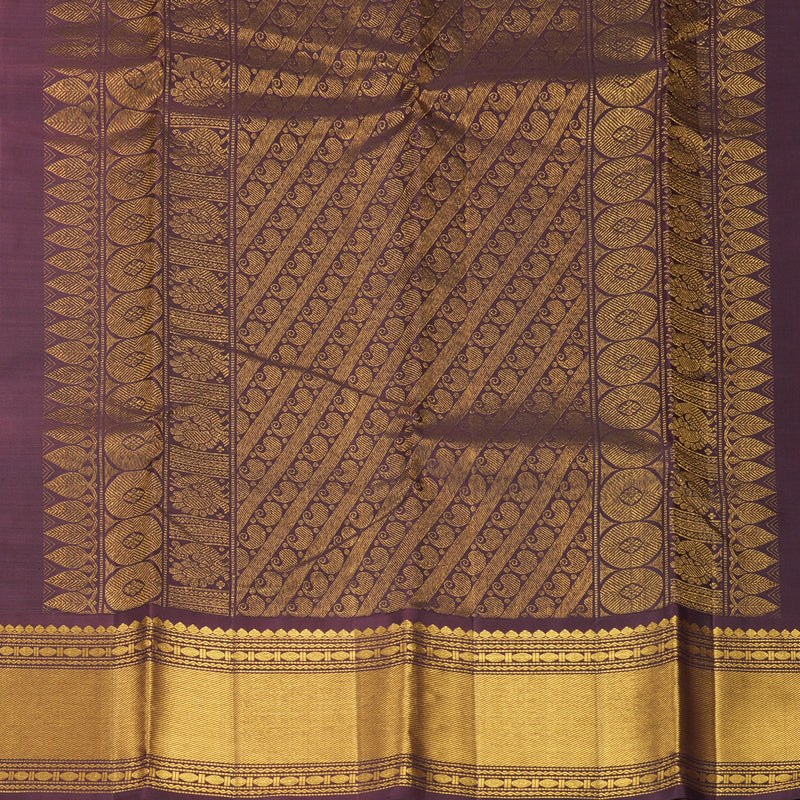 Hayagrivas Handloom Half-White Kanjivaram Silk Saree with Burgundy Border KBF519G9-1