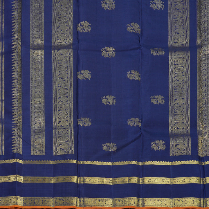 Hayagrivas Handloom Red Kanjivaram Silk Saree with Navy Blue Border KBF520G7-1