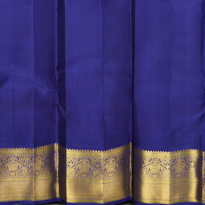 Hayagrivas Handloom Lotus Pink Kanjivaram Silk Saree with Purplish-Blue Border KBF521G1-2