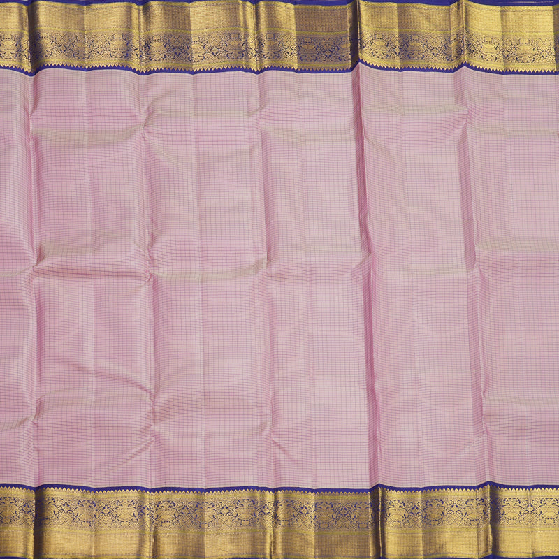 Hayagrivas Handloom Lotus Pink Kanjivaram Silk Saree with Purplish-Blue Border KBF521G1-2