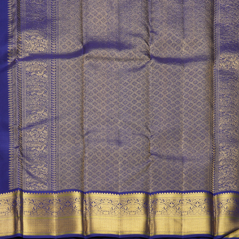 Hayagrivas Handloom Lotus Pink Kanjivaram Silk Saree with Purplish-Blue Border KBF521G1-2