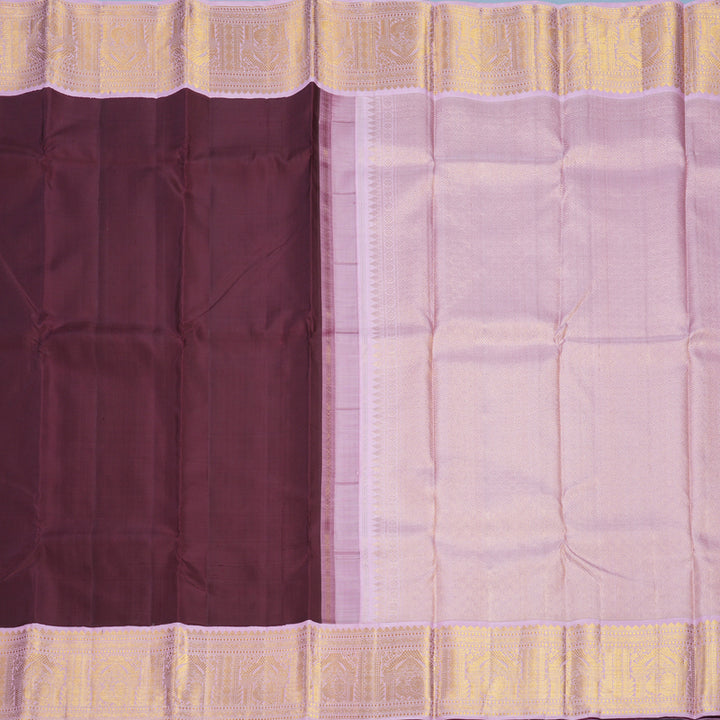 Hayagrivas Handloom Burgundy Kanjivaram Silk Saree with Lotus Pink Border KBF521G2-2