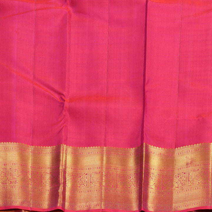 Hayagrivas Handloom Yellow Kanjivaram Silk Saree with Pink Border KBF521G3-1