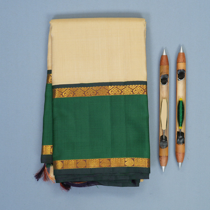 Hayagrivas Handloom Sandal Kanjivaram Silk Saree with Dark Green Border KBF523F1-1
