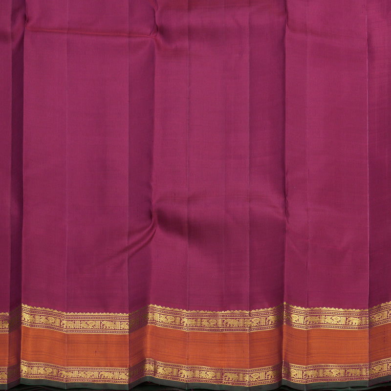 Hayagrivas Handloom Yellow Kanjivaram Silk Saree with Rust Orange Border KBF523F3-1