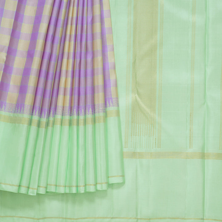 Hayagrivas Handloom Pastel Multicolour Checks Kanjivaram Silk Saree KBF523F5-1